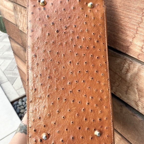 Camel tone, Ostrich-look, Italian Leather Satchel - Picture 9 of 9